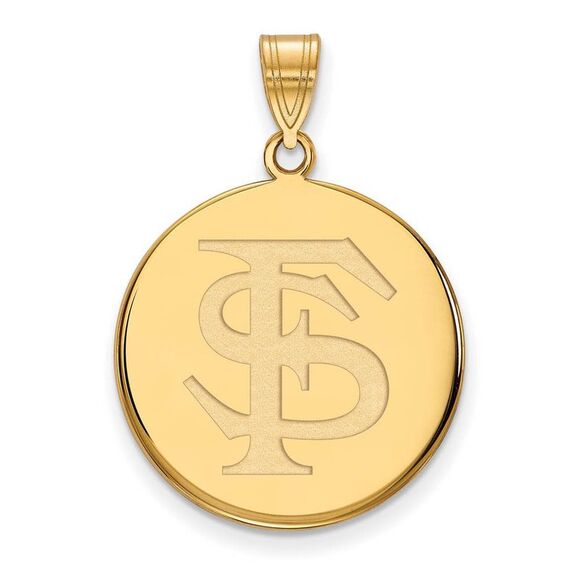 14k Yellow Gold Florida State Large 'FS' Disc Pendant